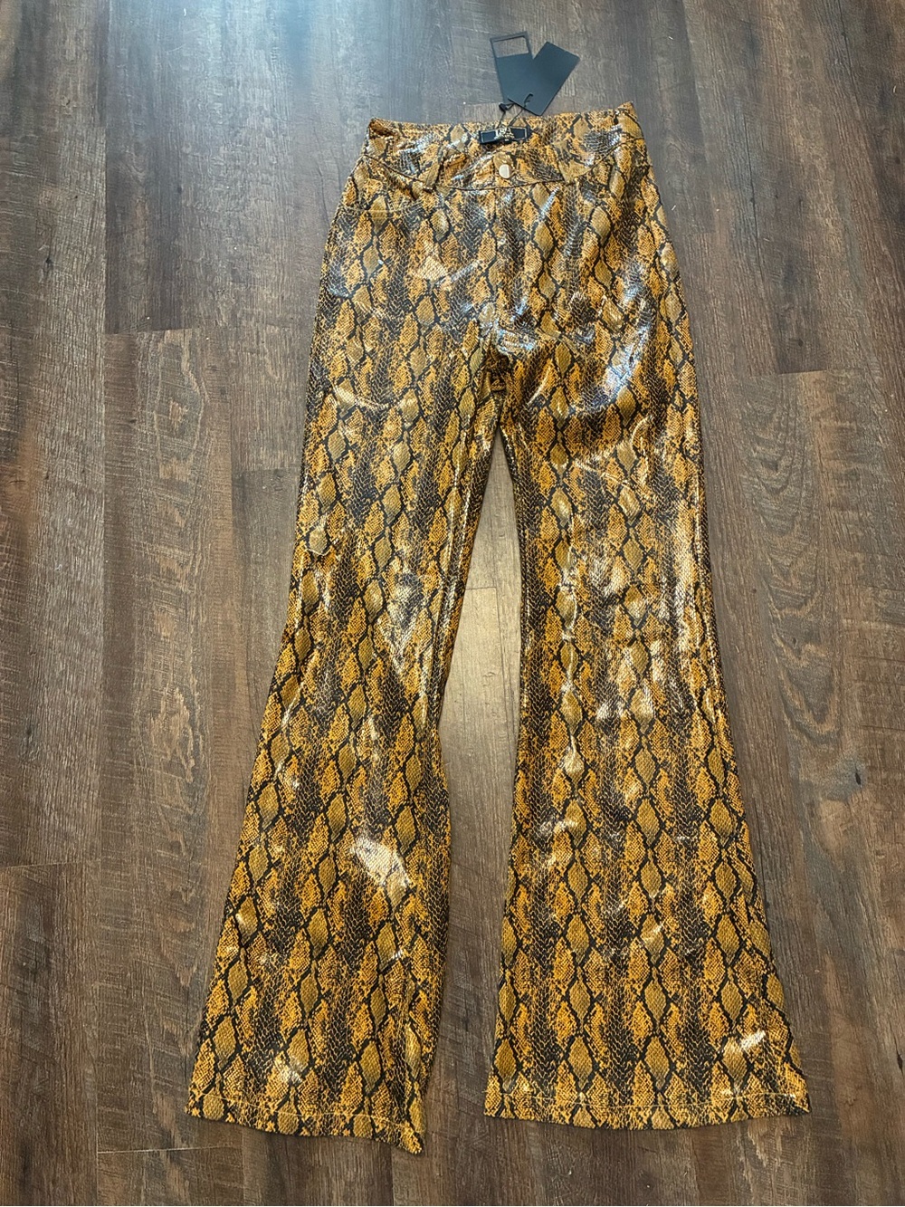 L&B Lucky & Blessed Snake Print Bell Bottom Pants M NWT Western Cowgirl Y2K